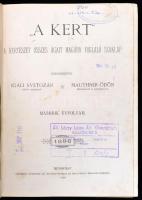 A kert. A kertészet összes ágait magába foglaló kertészeti szaklap. Főszerk és tulajdonos: Mauthner Ödön. II. Évfolyam 1. (20.)-11. (30.) sz. Bp., 1896. Fekete-fehér és színes műmellékletekkel és fametszetekkel.  Félvászon kötésben egybekötve, intézményi bélyegzővel, volt könyvtári példány, kötés megerősítve és egy helyen elvált.