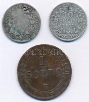 Olasz Államok / Pápai Állam 1866R 1S (5c) Cu "IX. Piusz" + 1867R-1868R. 10S (50c) Ag "...