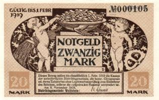 Német Birodalom/Weimari Köztársaság/Wolfstein 1918. 5M, 20M pár, mindkettő hivatalos érvénytelenítés...