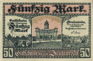 Német Birodalom/Weimari Köztársaság/Zeulenroda 1918. 50M hivatalos érvénytelenítéssel T:I-