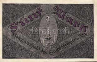 Német Birodalom/Weimari Köztársaság/Kempten 1918. 5M (2x) egymásutáni sorszámmal T:II