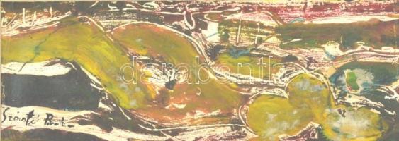 Szántó Piroska jelzéssel: Női alak. Olaj, papír, üvegezett fa keretben, enyhén sérült (sarkaiban gyűrődéssel) 9×25,5 cm