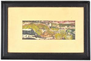 Szántó Piroska jelzéssel: Női alak. Olaj, papír, üvegezett fa keretben, enyhén sérült (sarkaiban gyű...