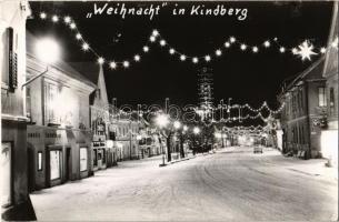 1964 Kindberg, Weihnacht, Strasse / Christmas, winter street, shops at night. photo