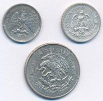 Mexikó 1891MoM 5c Ag (sérült) + 1930. 10c Ag + 1950. 25c Ag T:2
Mexico 1891MoM 5 Centavos Ag (damag...
