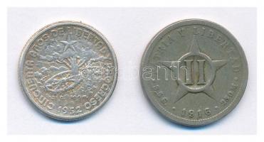 Kuba 1916. 2c Cu-Ni + 1952. 10c Ag T:2,2-
Cuba 1916. 2 Centavos Cu-Ni + 1952. 10 Centavos Ag C:XF,V...