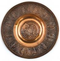 Krisztus feltámadását ábrázoló bronz tál, jó állapotban, d: 19 cm