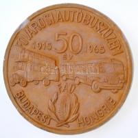 1965. "50 éves a Fővárosi Autóbuszüzem" kerámia plakett (155mm) T:2- kitörés