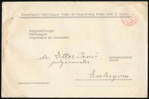 1941 Esztergom vármegye Vitézei vitézi és helyőrségi báli meghívó dombornyomott vitézi rendi emblémá...