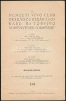 1924 A Nemzeti Vívó Club országos kard- és tőrvívó versenyének programja, a résztvevő klubok és sportolók listájával, szép állapotban, 4p