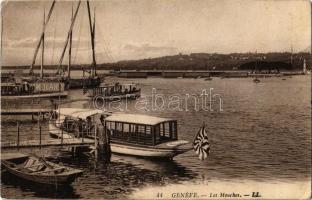 1914 Geneva, Geneve, Genf; Les Mouches / port, ship station (EK)