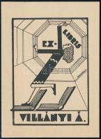 Dinnyés Ferenc (1886-1958): Art deco ex libris, Klisé, papír, jelzett a klisén, 9×6 cm
