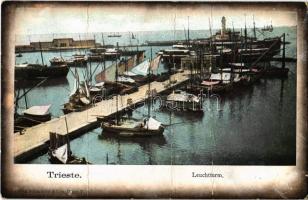 Trieste, Trieszt, Trst; Leuchtturm / lighthouse, port, sailing vessels. Schneider & Lux (fa)