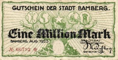 Német Birodalom/Weimari Köztársaság/Bamberg 1923. 1000.000M, 2000.000M, 50.000.000M T:II,III Összesen 3klf db!