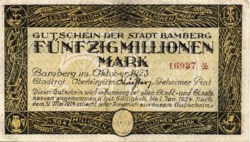 Német Birodalom/Weimari Köztársaság/Bamberg 1923. 1000.000M, 2000.000M, 50.000.000M T:II,III Összese...