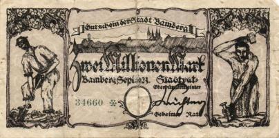 Német Birodalom/Weimari Köztársaság/Bamberg 1923. 1000.000M, 2000.000M, 50.000.000M T:II,III Összese...