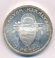 1938. 5P Ag "Szent István" T:1- kis patina Adamo P8.1