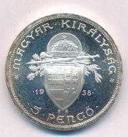 1938. 5P Ag "Szent István" T:1- kis patina Adamo P8.1