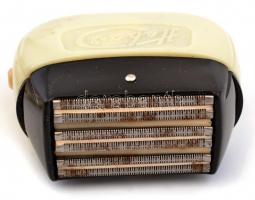 Heba retró borotva, bőr tokban, vezetékkel, használt állapotban, nem kipróbált, 7,5x9 cm