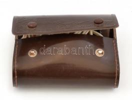 Heba retró borotva, bőr tokban, vezetékkel, használt állapotban, nem kipróbált, 7,5x9 cm