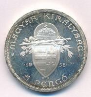 1938. 5P Ag "Szent István" T:1- kis patina Adamo P8.1
