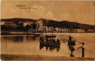 1907 Messina, Panorama e lago Ganzirri / lake, rowing boats. Dr. Trenkler Co. Mes. 16. (EK)