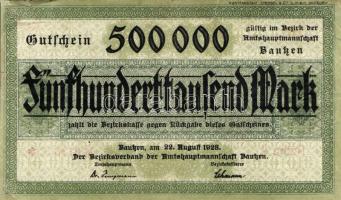 Német Birodalom/Weimari Köztársaság/Bautzen/Bezirkverband der Amtshauptmannschaft 1923. 500.000M T:III+