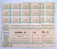 Budapest 1994. A Realbank Részvénytársaság 10.000Ft értékű részvénye szelvényekkel (3x) sorszámkövetők T:I-,II