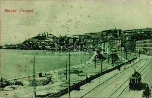 1923 Ancona, Panorama / general view, street view, quay, tram (fl)