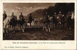 Nach der Schlacht bei Hohenstein. In der Mitte ein Kosakenpferd, Schimmel / WWI German military (EK)