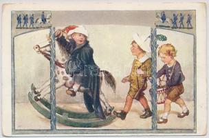 7 db RÉGI motívum képeslap: gyerek és üdvözlő / 7 pre-1945 motive art postcards: children and greeti...