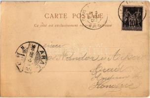 1900 Paris, Exposition Universelle de 1900. La Tour Eiffel. ND Phot. / Eiffel Tower, steamship. Pari...