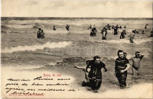 1901 Oostende, Ostende; Bains de mer / beach, bathers, bathing suits, waves (EK)