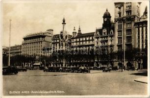 1932 Buenos Aires, Avenida Leandro N. Alem / square, automobiles, tram (EK)