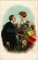 Romantic couple, lady in automobile, litho s: Rob. Chester