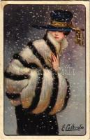 1922 Lady. Italian art postcard. Uff. Rev. Stampa 443-1. s: E. Colombo (EK)