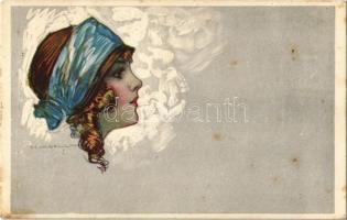 1922 Lady. Italian art postcard. Anna & Gasparini 465-5. s: T. Corbella (fl)