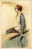 1924 Lady. Italian art postcard. Anna & Gasparini 490-1. s: Mauzan