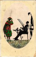 1925 Couple, silhouette art postcard s: Manni Grosze  (EB)