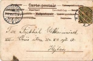 1902 Pünkösdi üdvözlet / Pentecost greeting card, litho (worn corners)