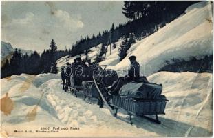 1907 Arosa, Post nach Arosa / postal horse sled in winter  (EB)