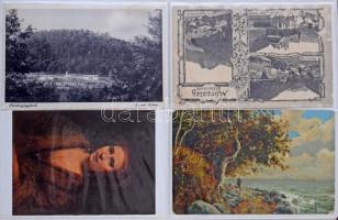 32 db RÉGI képeslap albumban: magyar és külföldi városok és motívumok / 32 pre-1945 postcards in an ...
