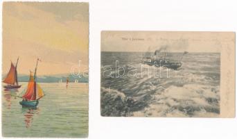 Balaton, gőzhajók, vitorlások - 25 db régi képeslap / 25 pre-1945 postcards