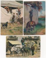 11 db RÉGI motívum képeslap vegyes minőségben: ló / 11 pre-1945 motive postcards in mixed quality: h...