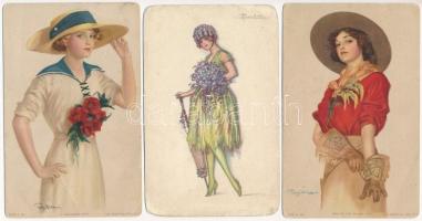 11 db RÉGI motívum képeslap vegyes minőségben: mművész / 11 pre-1945 motive postcards in mixed quali...