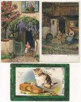 10 db RÉGI motívum képeslap vegyes minőségben: macska / 10 pre-1945 motive postcards in mixed qualit...