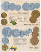 5 db RÉGI dombornyomott litho motívum képeslap: bélyeg / 5 pre-1945 embossed and litho motive postca...