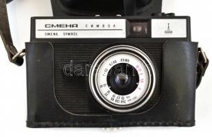 Lomo Smena Symbol fényképezőgép T-43 f4/40 objektívvel, bőr tokban, jó állapotban, nem kipróbált