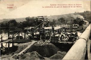 1908 Stalac, Stalats; La construction du pont de chemin de fer sur Morava / railway bridge construction on river Morava