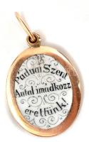 Arany(Au) 14K Páduai Szent Antal medál, zománcberakással, jelzés nélkül, 2×1,7 cm, bruttó: 2 g